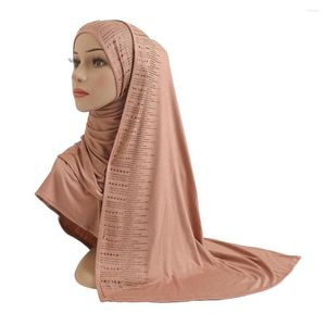 Ropa étnica H204 Bufanda de jersey de algodón suave de alta calidad con piedras Pañuelo modal Hijab de mujer Islámico Mantón femenino Lady Bonnet