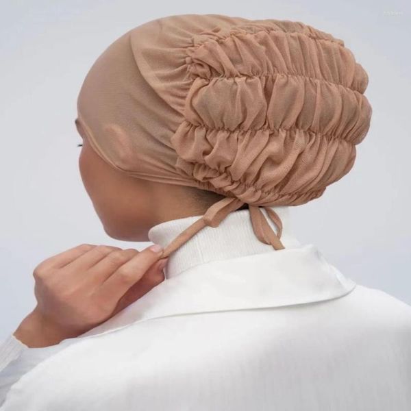 Vêtements ethniques H299 filet tissu musulman sous-écharpe élastique Hijab chapeaux casquettes intérieures Turban Bonnet islamique prier écharpe tête châle