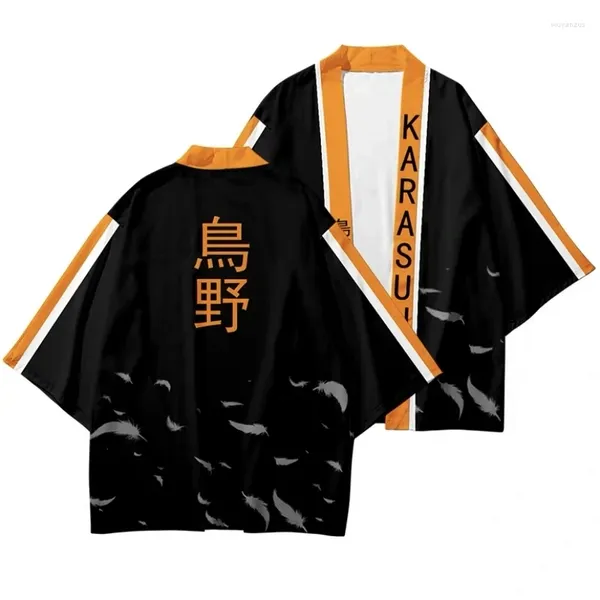 Vêtements ethniques Haikyuu !!Style 3D Impression Japonais Kimono Haori Yukata Femmes/Hommes Mode D'été Décontracté Anime Cool Manches Courtes Streetwear