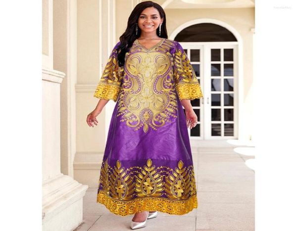 Ropa étnica Hampd Vestidos africanos para mujeres Tamaños grandes, damas, bazin dashiki, bordado boubu nigeriano, corbata de la cabeza nigeriana Weddi2648870