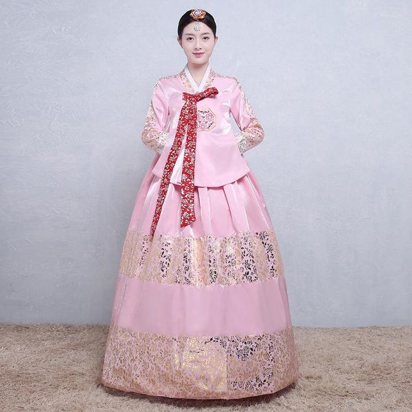 Ropa étnica Hanbok Mujeres coreanas Vestido tradicional asiático Corte Traje nacional Boda Performance Stage SL2068