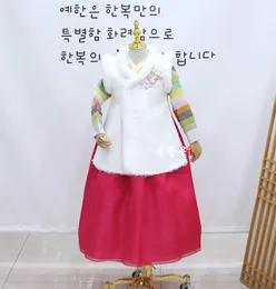 Ropa étnica Hanbok Chaleco Un estilo de invierno para niñas importado de Corea del Sur Rendimiento largo y ropa de actuación.