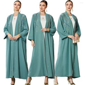 Vêtements ethniques Couture à la main Diamant Ouvert Abaya Femmes Musulmanes Cardigan Longue Maxi Robe Turquie Kimono Islamique Eid Party Maroc Jalabiya Dubaï