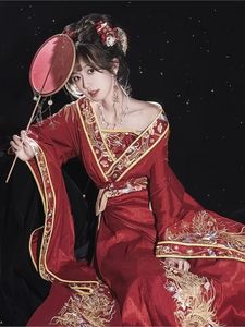 Etnische Kleding Hanfu Dres Oude Chinese Traditionele Bruiloft Bruid Borduren Rode Jurk Halloween Cosplay Kostuum Dansrok 231212