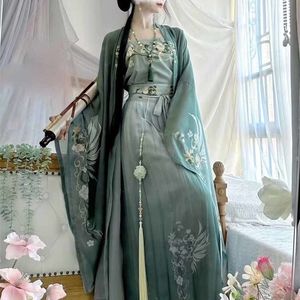 Vêtements ethniques Hanfu Dres Chinois Traditionnel Vintage Femelle Halloween Cosplay Costume Imprimé Vert 3pcs Ensembles Plus 231212