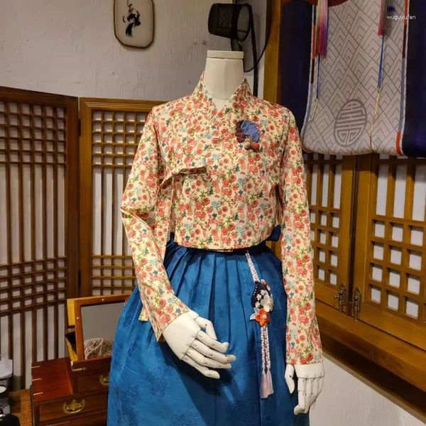 Vêtements ethniques Hanfu Robe Coton Top Jupe Vie traditionnelle coréenne Asie Îles du Pacifique