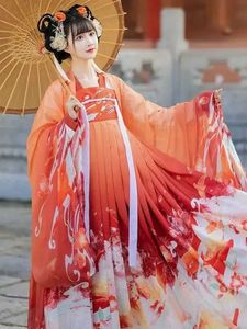 Vêtements ethniques Hanfu Robe Femmes Ancient Chinois Tradition traditionnelle Jupe à face de cheval Costume de cosplay fée femme robe d'été pour femmes