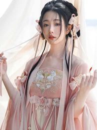 Vêtements ethniques Hanfu Robe Femmes Chinois Cosplate traditionnel costume Tang Dynastie ancienne robe d'été Hanfu Rose 8pcs Robe de danse de scène