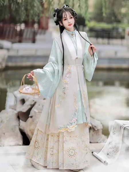 Vêtements ethniques Hanfu Horse Face Jupe Femmes Halloween Cosplay Costume Chinois Vintage Traditionnel Été Rose Vert 3pcs 231212