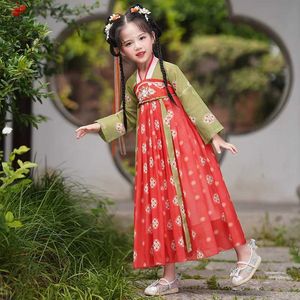Vêtements ethniques Hanfu Summer Girls Dress Childrens Tang Costumes Ancient Style Jirts Chinese Style Classical Dance Super Fairy Modèles minces