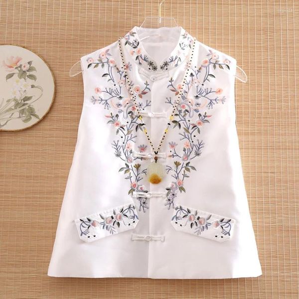 Vêtements ethniques Haut de gamme Automne Femmes Gilet Top Style chinois Rétro Broderie Florale Élégante Dame Luxueuse Femme S-XXL