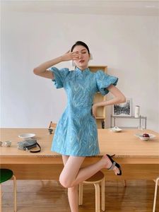 Vêtements ethniques Robe de cheongsam haut de gamme avec manches à bulles Break Princess Jirt