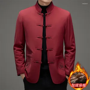 Etnische kleding High-end Sinicism Tang-jasje voor heren Voeg stapelverdikking toe Traditionele Chinese Zhongshan-wijzerplaatgesp Katoen gewatteerde jas