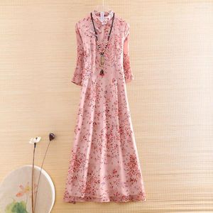 Vêtements ethniques haut de gamme printemps été 2023 Style chinois Aode femmes Cheongsam rétro élégant dame imprimer Floral Qiapao robe S-XXL