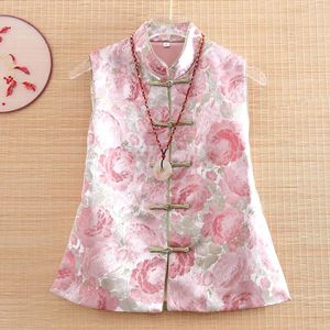 Etnische kleding High-end stijl lente herfst dames vest top Chinese retro jacquard elegante dame mouwloos vrouwelijk S-XXL