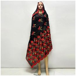 Vêtements ethniques Tissu de coton de haute qualité Fil de rayonne Écharpe brodée Femmes africaines Hijab Musulman Dubaï Excellent style