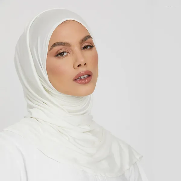 Vêtements ethniques Jersey de haute qualité Hijab Plain Muslim Écharpe Couleur solide avec un bon point extensible Turban Soft Head Wraps Châle