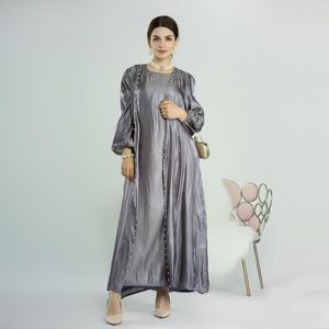 Vêtements ethniques Haute Qualité Moyen-Orient Arabie Luxe Dubaï Élégant Longue Islamique Abaya Robes De Soirée Deux Pièces À Manches Bulles Perlées
