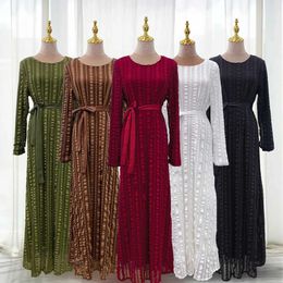 Ropa étnica Autumn Europa y Dubai elegante Mujeres musulmanas Cardigan Long Dress T240510