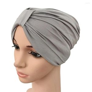 Etnische Kleding Hijab Caps Vrouwen Tulband Cap Moslim Hoofddoek Motorkap Elastische Effen Kleur Vrouwelijke Knoop Chemo India