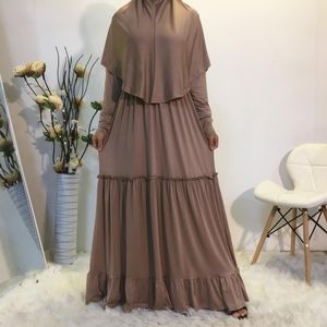 Ethnic Clothing Hijab Dress Long 2021 Women Sleeve Ruffles Loose Plus Size Malaysia Turkey Abaya Dubai Muslim Islamic