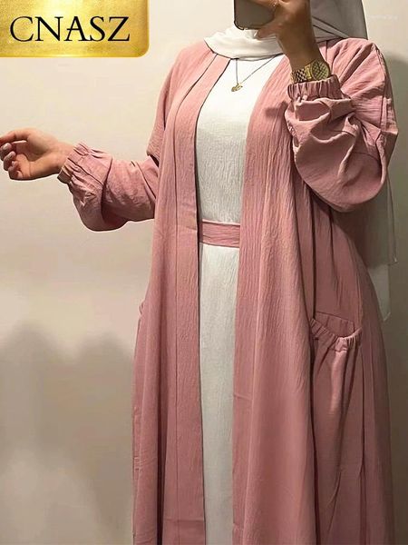 Vêtements ethniques Hijabs pour la femme Ramadan Eid Abaya Dubai Modest Robe Muslim Fashion Kimono Islamic Femme Kaftan Robe Turkey Customs