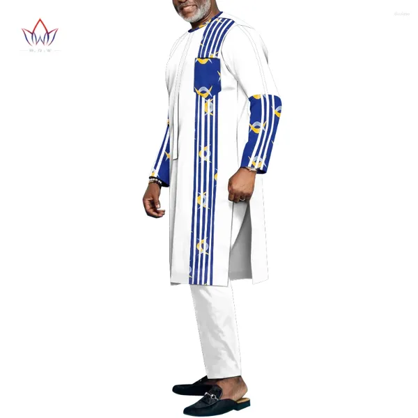 Vêtements ethniques Hip Hop Robe Chemises et pantalons pour hommes africains Bazin Riche 2 pièces d'ensembles Afrique Hommes Dashiki Tenues Costume Wyn1558