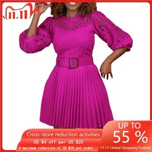 Vêtements ethniques Creux Out Plissé A-ligne Robe Africaine Mini Robes Pour Femmes 2023 Automne Vente Sexy Soirée Robe Femme Plus Taille