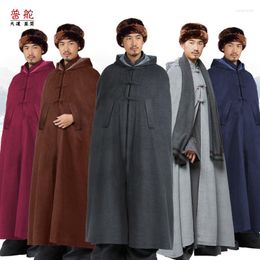 Vêtements ethniques Hongtong hiver méditation manteau chaud moine vêtements style chinois épaissi coupe-vent manteau