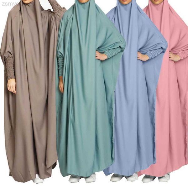 Ropa étnica con capucha Abaya Mujeres musulmanas Prenda de oración Hijab Vestido Túnica árabe Kaftan Khimar Jilbab Eid Ramadán Vestido Ropa islámica