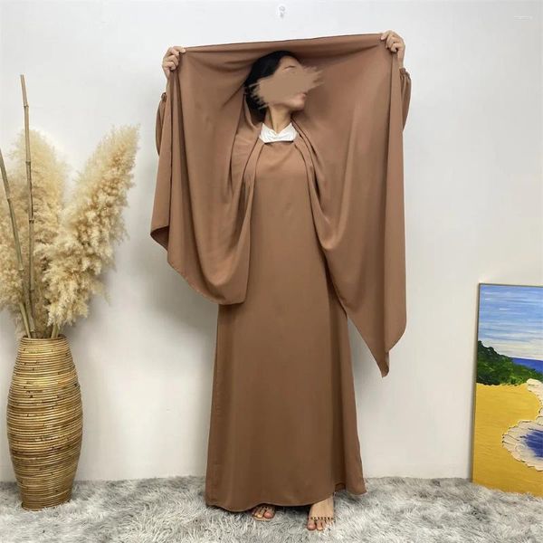 Vêtements ethniques Abaya Nida Eid à capuche avec hijab attaché Ramadan modestes femmes musulmanes faciles à porter robe de prière islamique robe maxi robe