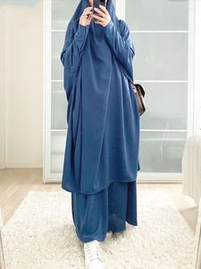 Ropa étnica con capucha, oración musulmana, conjunto de dos piezas, vestido Hijab para mujer, prenda de oración de Dubái, Jilbab Abaya, vestido de Ramadán, conjuntos de falda islámica