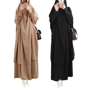 Vêtements ethniques à capuche femmes musulmanes Hijab robe vêtement de prière Jilbab Abaya longue Khimar Ramadan robe Abayas jupe ensembles islamique Clo240E