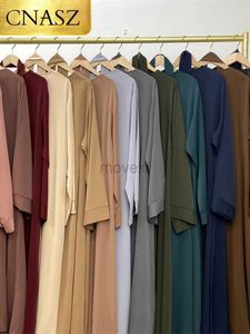 Etnische kleding Hot Verkoop populaire eenvoudige Nida Abaya lange jurk pure kleur A-lijn losse mouwen jurken Dubai UK Modest Elegant Dress D240419