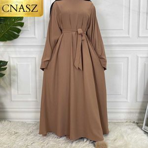 Ropa étnica Venta caliente Popular Simple Nida Abaya Vestido largo Color puro A-line Mangas sueltas Vestidos Dubai Reino Unido Vestido elegante modesto