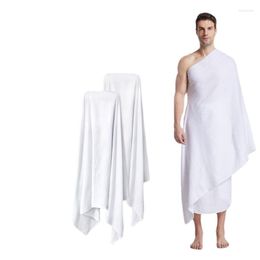 Etnische kleding Ihram Hadj Handdoek Aanbidding Wit Omzoomd Moslim Bedevaart Onthouding Islam Abaya Gebed Thobe Ehram Ahram Mannen Umrah Sjaal