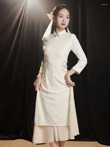 Vêtements ethniques Robe Qipao améliorée Chinois traditionnel 2024 Vêtements pour femmes Automne Printemps Manches longues Élégant Haut de gamme