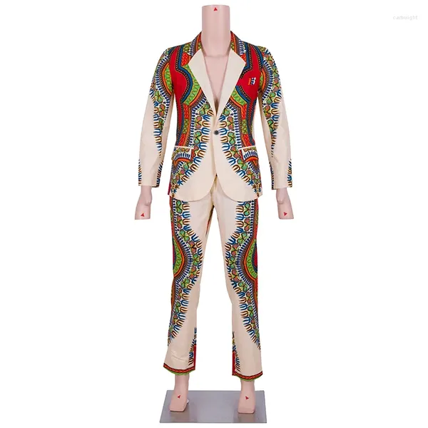 Vêtements ethniques En stock Hommes Costumes Set Pantalons africains Blazer à manches longues Manteaux et Slim Fit XH097