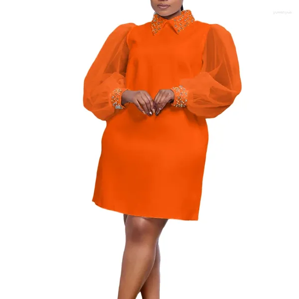 Vêtements ethniques en blanc jaune noir orange robe chemises mode femme chemisier 2024 lâche plus taille décontractée vêtements féminins maille jupe courte