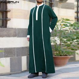 Vêtements ethniques INCERUN 2024 Moyen-Orient Islamique Arabe Kaftan Style musulman épissé Col debout Manches longues Jubba Thobe S-5XL