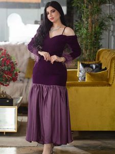 Vêtements ethniques Inde Dubaï Abaya Robe de soirée pour femmes Sexy Slash Cou Plume Robe de bal Robes de mariage Soirée Maroc Caftan