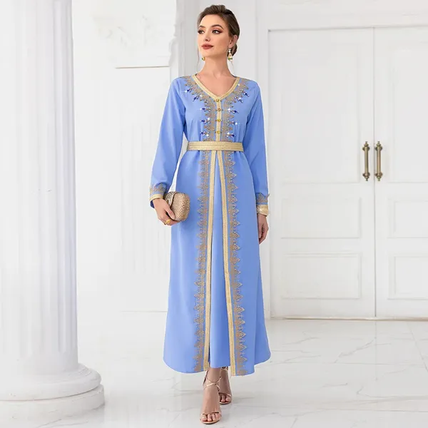 Vêtements ethniques Inde Musulman Abaya Robes Femmes Mariage Soirée Robe De Soirée Élégante À Lacets Turquie Diamant Ceinture Jilbab Abayas Maroc