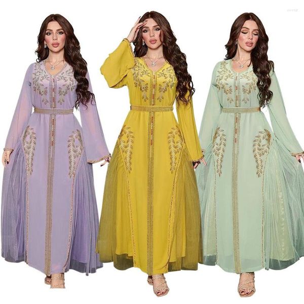 Vêtements ethniques inde turquie musulman Abaya robes femmes élégant diamant mariage soirée Robe de soirée dentelle Jilbab maroc Caftan Robe