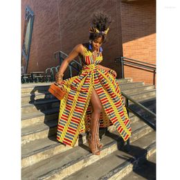 Vêtements ethniques de style indie robes africaines pour femmes dashiki floral imprimer maxi robe longue mode d'été 2024 bandage élégant
