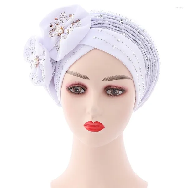 Vêtements ethniques Inner Hijab Cap Diamonds Bonnets pour femmes Auto Gele Aso Oke Headtie Scarf Headwraps Turban Hat African Muslim Beanie