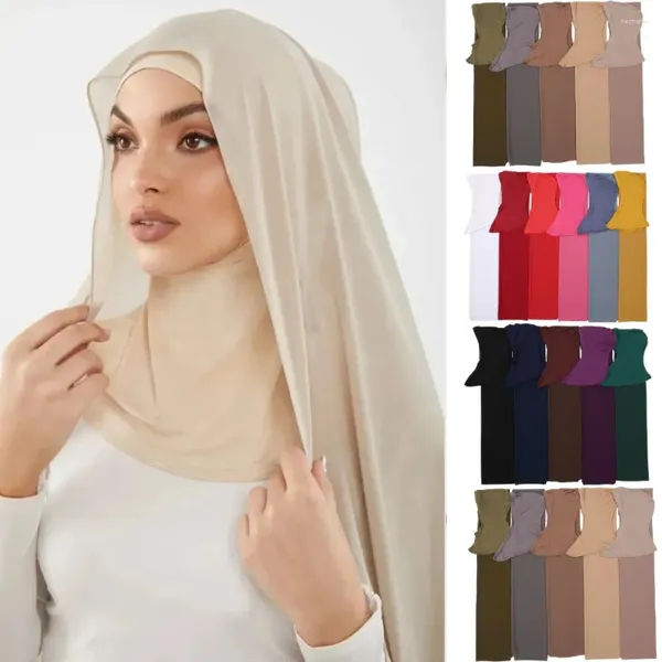 Vêtements ethniques Casquette Hijabs instantanée avec couverture de cou Prêt à porter des foulards en mousseline de soie Hijab pour femme Voile Musulman Islamique Foulard Femme Foulard