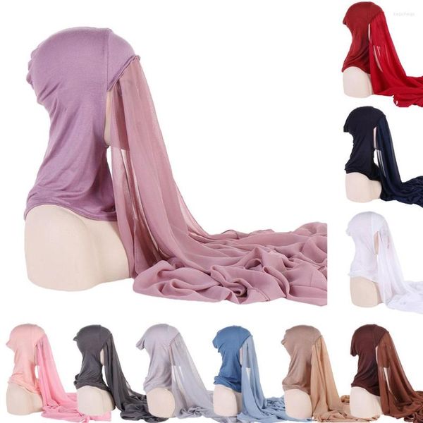 Vêtements ethniques Instant Hijabs Jersey Hijab pour femme Cou Écharpe Solide Foulards Modaux Femmes Bandana Foulard Femme Musulman Ramadan