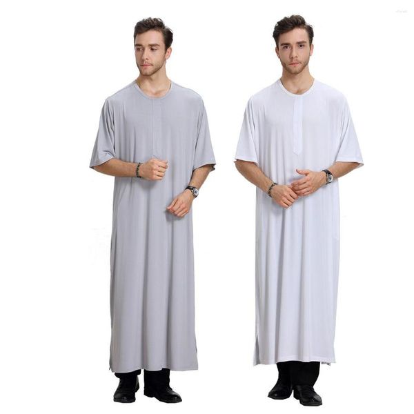 Vêtements ethniques Islam Galabia Arabe Abaya pour hommes Muslin Thobe Kameez Kaftan Simple Longue Chemise de poche pour hommes Robe musulmane O-cou