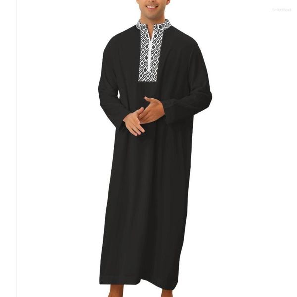 Vêtements ethniques Islam Galabia Mousseline Thobe Musulman Arabe Dubaï Malaisie Kameez Kaftan Hommes Robe Lâche Poche Fermeture Éclair Chemise Mode Hommes