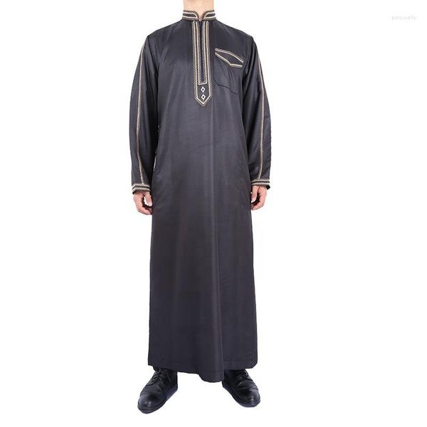 Ropa étnica Islam Hombres musulmanes Moda Jubba Thobe Abaya Homme Musulman Caftan Túnicas islámicas Arabia Saudita Pakistán Aman Vestido Regalo